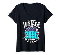 Donna Bandiera americana americana in edizione limitata - Vintage 2006 Maglietta con Collo a V