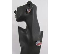 Donna Bandiera Americana Cuore USA Love Metallo Argento Pin Broaoch Paio Set