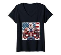 Donna Bandiera Americana della Mascotte dell'aquila Americana Maglietta con Collo a V