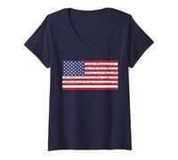 Donna Bandiera Americana I Pledge fedeltà Maglietta con Collo a V
