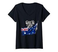 Donna Bandiera Australiana dell'orso Koala Australi Maglietta con Collo a V