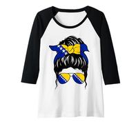 Donna Bandiera Bosniaca Ragazza Bosnia Erzegovina Orgogliosa Donna bosniaca Maglia con Maniche Raglan