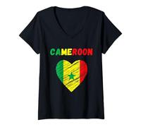 Donna Bandiera Camerun Holiday Camerun Cuore Camerun Bandiera Camerun Maglietta con Collo a V