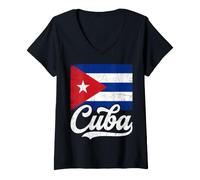 Donna Bandiera Cuba Maglietta con Collo a V