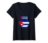 Donna Bandiera Cubana con Cuore d'Amore della Repubblica patriottica di Cuba Maglietta con Collo a V