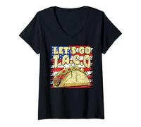 Donna Bandiera degli Stati Uniti America Let's Go Taco Lover 4 Maglietta con Collo a V