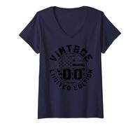 Donna Bandiera degli Stati Uniti d'America Edizione Limitata - Vintage 2000 Maglietta con Collo a V