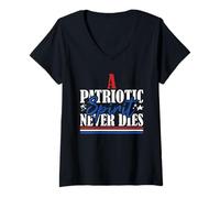 Donna Bandiera degli Stati Uniti veterano Uno Spirito Patriottico Non Muore mai Maglietta con Collo a V