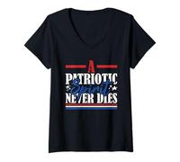 Donna Bandiera degli Stati Uniti veterano Uno Spirito Patriottico Non Muore mai Maglietta con Collo a V