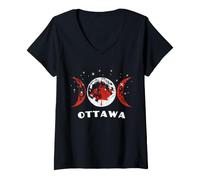 Donna Bandiera del Canada di Ottawa Maglietta con Collo a V
