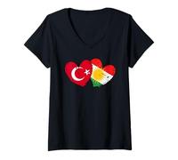 Donna Bandiera del Cuore del Kurdistan della Turchia Orgoglio curdo Turco Maglietta con Collo a V