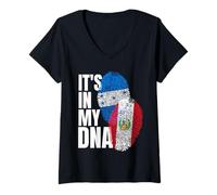 Donna Bandiera del Dna del Peruviano e dell'Honduran Mix Maglietta con Collo a V