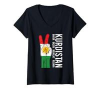 Donna Bandiera del Kurdistan Nowruz, Bakur Rojava Bashur, Amo Il Kurdistan Maglietta con Collo a V