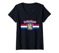 Donna Bandiera del Leone dei Paesi Bassi Nederland Maglietta con Collo a V
