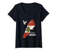 Donna Bandiera del Libano, Beirut, Cedro, libanese, Heritage Design Maglietta con Collo a V