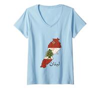 Donna Bandiera del Libano, Beirut, Cedro, libanese, Heritage Design Maglietta con Collo a V