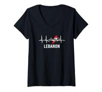 Donna Bandiera del Libano, Beirut, Cedro, libanese, Heritage Design Maglietta con Collo a V