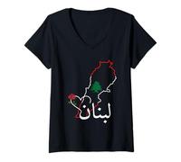 Donna Bandiera del Libano, Beirut, Cedro, libanese, Heritage Design Maglietta con Collo a V