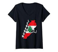 Donna Bandiera del Libano, Beirut, Cedro, libanese, Heritage Design Maglietta con Collo a V