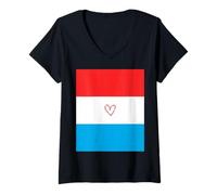 Donna Bandiera del Lussemburgo Cuore Lussemburgo Orgoglioso Patrimonio Nazionale Maglietta con Collo a V