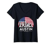 Donna Bandiera del Texas di Austin City Maglietta con Collo a V