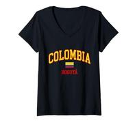 Donna Bandiera della Colombia Bogotà Maglietta con Collo a V