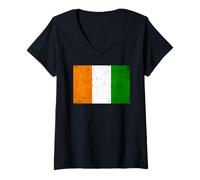 Donna Bandiera della Costa D'Avorio Grafica per Uomini Donne Bambini Maglietta con Collo a V