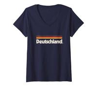 Donna Bandiera della Germania in Stile retrò Maglietta con Collo a V