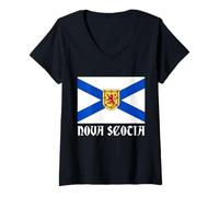 Donna Bandiera della Nuova Scozia Pride Canada Canadese Souvenir Vintage Maglietta con Collo a V