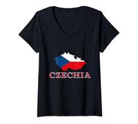 Donna Bandiera della Repubblica Ceca | Repubblica Ceca Patriottica Uomini Donne Bambini Maglietta con Collo a V