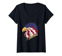 Donna Bandiera dell'Aquila Americana 4th July 4 Luglio Maglietta con Collo a V