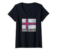 Donna Bandiera delle Isole Faroe Danimarca Maglietta con Collo a V