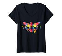 Donna Bandiera delle Isole Vergini Madras VI Maglietta con Collo a V