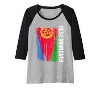 Donna Bandiera dell'Eritrea con Scritta Best Mom Ever Maglia con Maniche Raglan