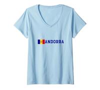 Donna Bandiera dell'identità nazionale di Andorra Maglietta con Collo a V
