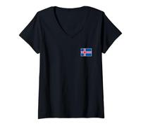 Donna BANDIERA DELL'ISLANDA CROCE NORDICA SCANDINAVA REYKJAVIK Maglietta con Collo a V
