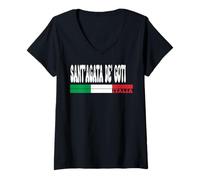 Donna Bandiera dell'Italia di SANT'AGATA DE' GOTI City Italia Travel Lovers Maglietta con Collo a V