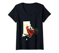 Donna Bandiera dello stato del Rhode Island Hope Red Rooster Maglietta con Collo a V