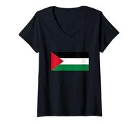 Donna Bandiera dello Stato di Palestina Maglietta con Collo a V