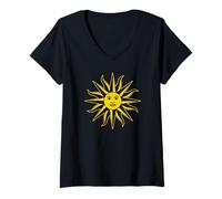 Donna Bandiera dell'URUGUAY sol DE Mayo Emblem Sun of MAGY Maglietta con Collo a V