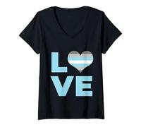 Donna Bandiera Demiboy Pride Love Maglietta con Collo a V