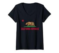 Donna Bandiera di Stato della California Los Angeles San Francisco Diego Maglietta con Collo a V