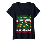 Donna Bandiera Dominicana Pride Coquette Bow Maglietta con Collo a V