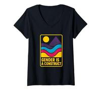 Donna Bandiera Enby LGBTQ+ unisex per spettro di genere non binario Maglietta con Collo a V