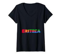 Donna Bandiera Eritrea Stato dell'Eritrea Corno d'Africa Mar Rosso Maglietta con Collo a V