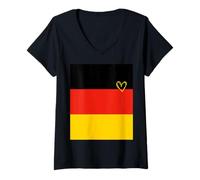 Donna Bandiera Germania Germania Cuore Orgoglioso Patrimonio Giornata Maglietta con Collo a V