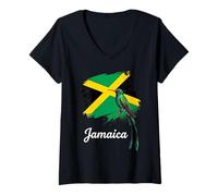 Donna Bandiera giamaicana Colibrì Caribbean Pride Design Maglietta con Collo a V