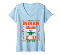 Donna Bandiera Indiana Costume Idea per Donne Bandiera Indiana a Tema Maglietta con Collo a V