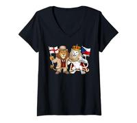 Donna Bandiera Inghilterra Repubblica Ceca Britannico Inglesi UK Maglietta con Collo a V