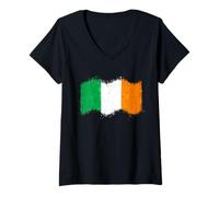 Donna Bandiera Irlanda per St Patrick's Day o Orgoglio Irlandese Maglietta con Collo a V